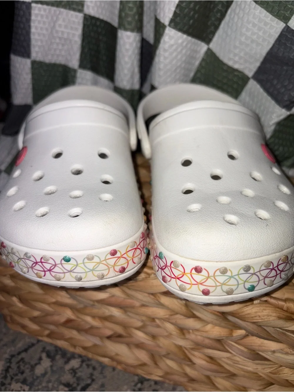 CROCS Kids White Clog with Multicolor Floral Trim